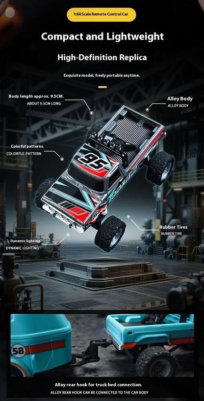 New RC Car MINI Alloy 1/64 Remote Control Car Convenient to Carry 60 Minutes of Work Time Children's Gifts Electronic Toys