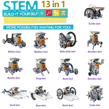 STEM Robot Kit 12 in 1 DIY Science Experiment Educational Learning Toys Engineering Technological Gadgets Gift for Kids Teens