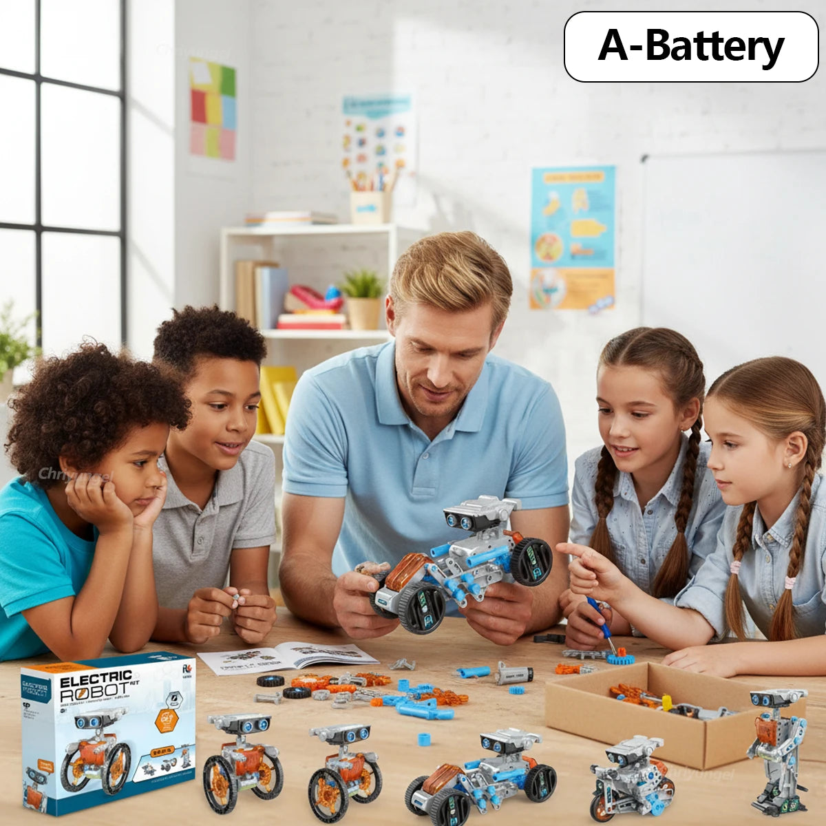 12-in-1 STEM Robot Building Kit Toys DIY Engineering Construction Set Educational Science Experiment Gift for Kids Teens