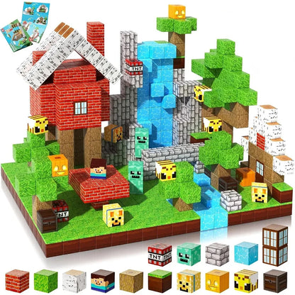 Magnetic Building Blocks Mine World Magnet Pink Girly Heart Blossom Cave Plant Zombies Cubes Set Brick Cube Toys Children Gifts