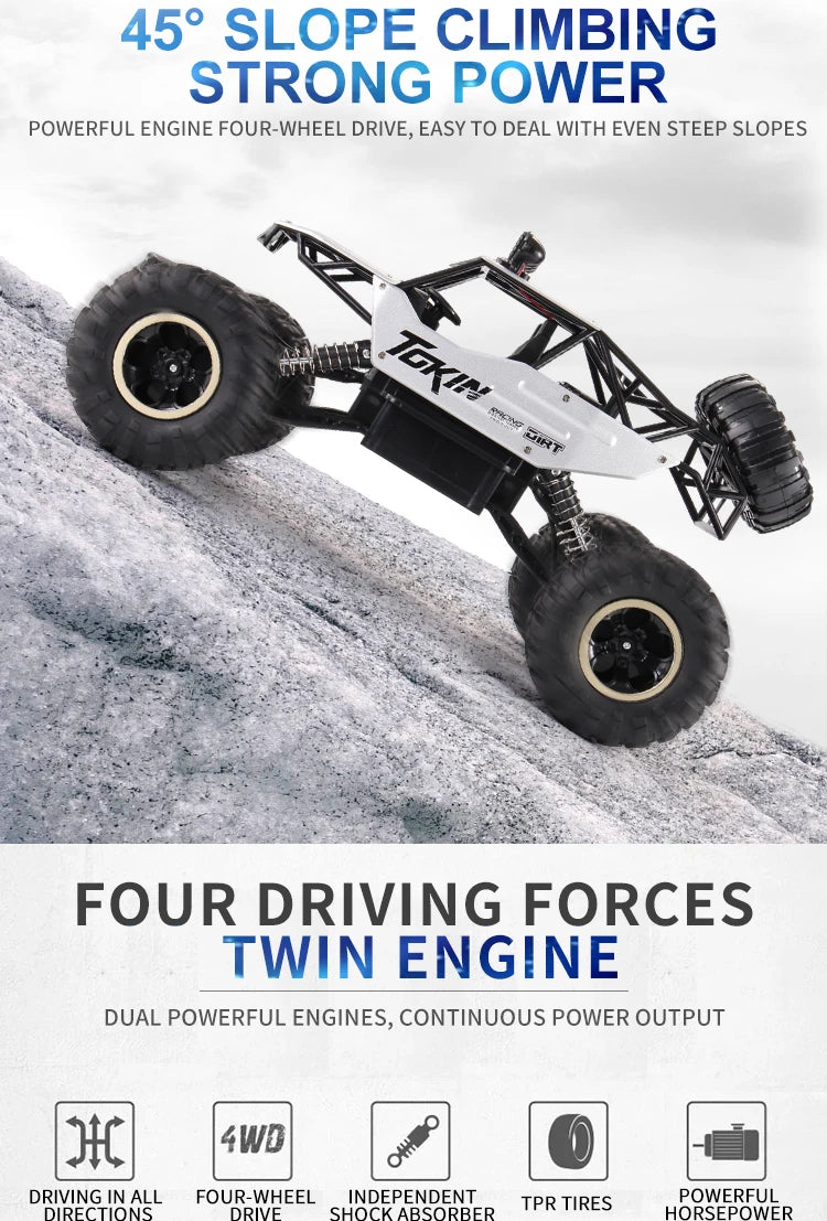 Oike RC Car Remote Control Climbing Vehicle Outdoor All Terrain Off-road Trucks 4WD Racing Drift Cars Toy Gift for Kids Adults